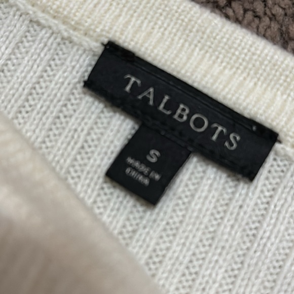 Talbots Cotton Rayon Sweater-Sz S-Navy Cream Stripes-Wider Neck-Notched Side-EUC - Picture 10 of 16